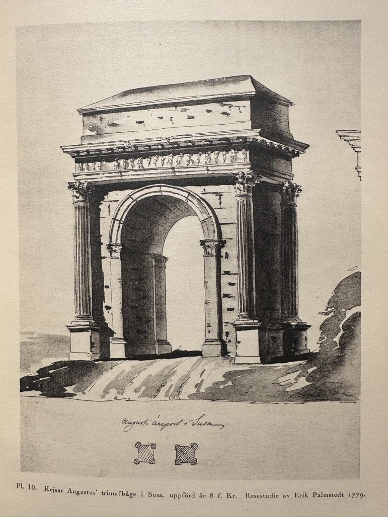 Erik Palmstedts tegning av Augustusbuen i Susa, 1779